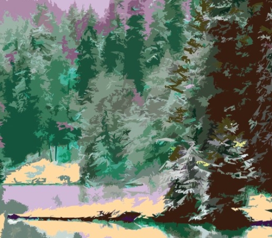 Color illustration of pine trees