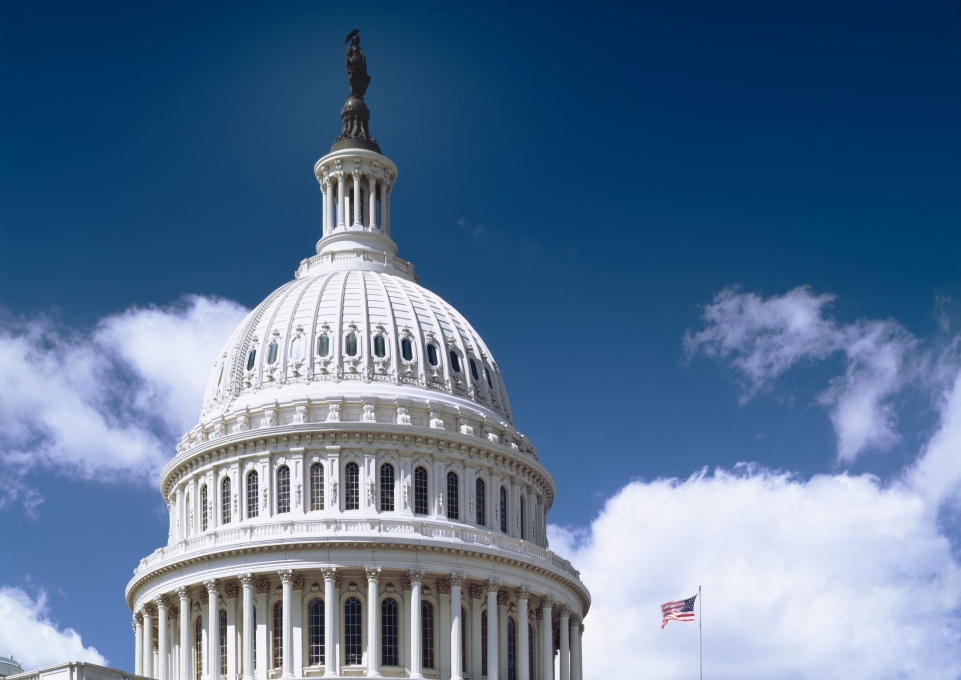 Exterior shot of the US Capitol
