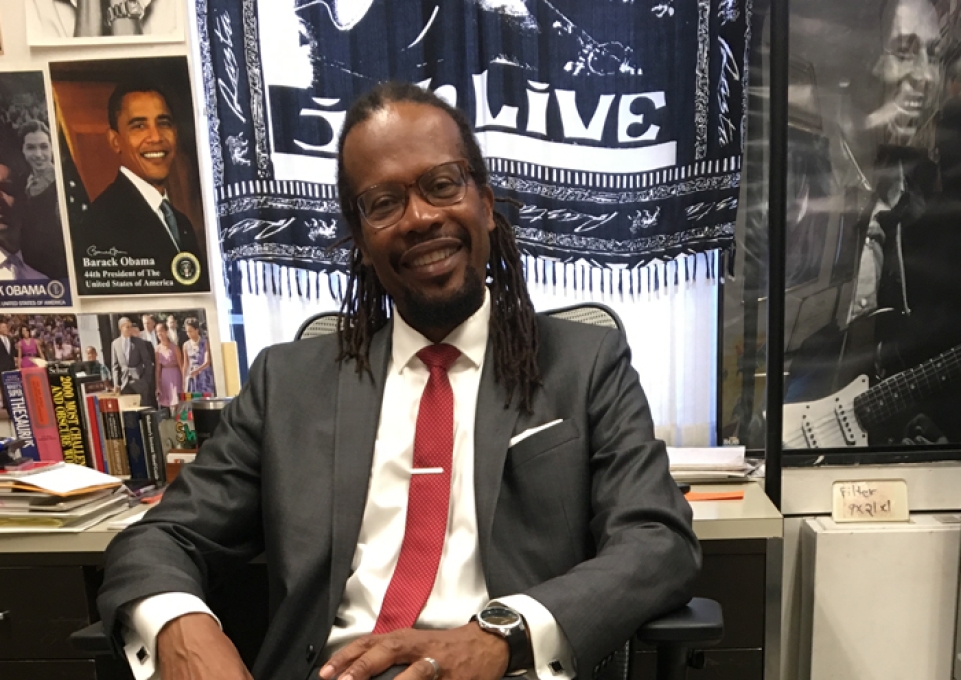 Ron Stewart sitting in his office