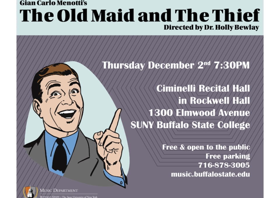 Poster for the radio opera The Old Maid and the Thief