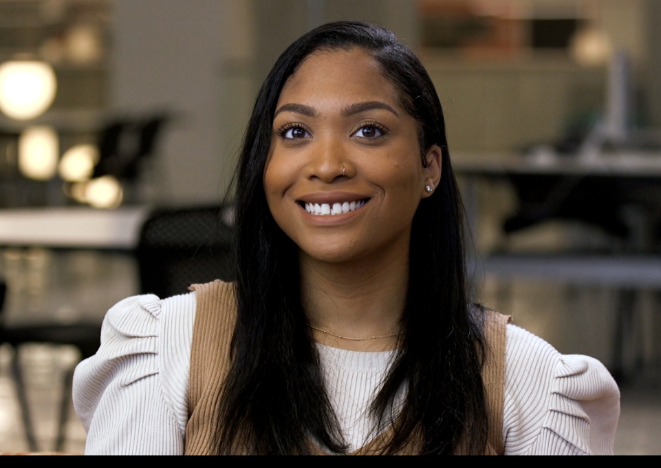 Closeup of Mikayla Thompson, smiling