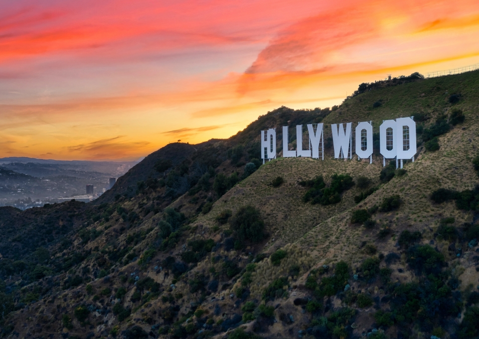 Hollywood sign in the Los Angeles hills