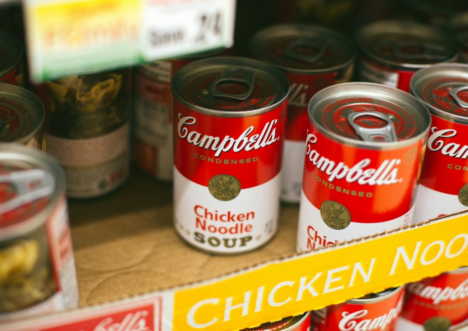 cans of Campbell's chicken noodle soup