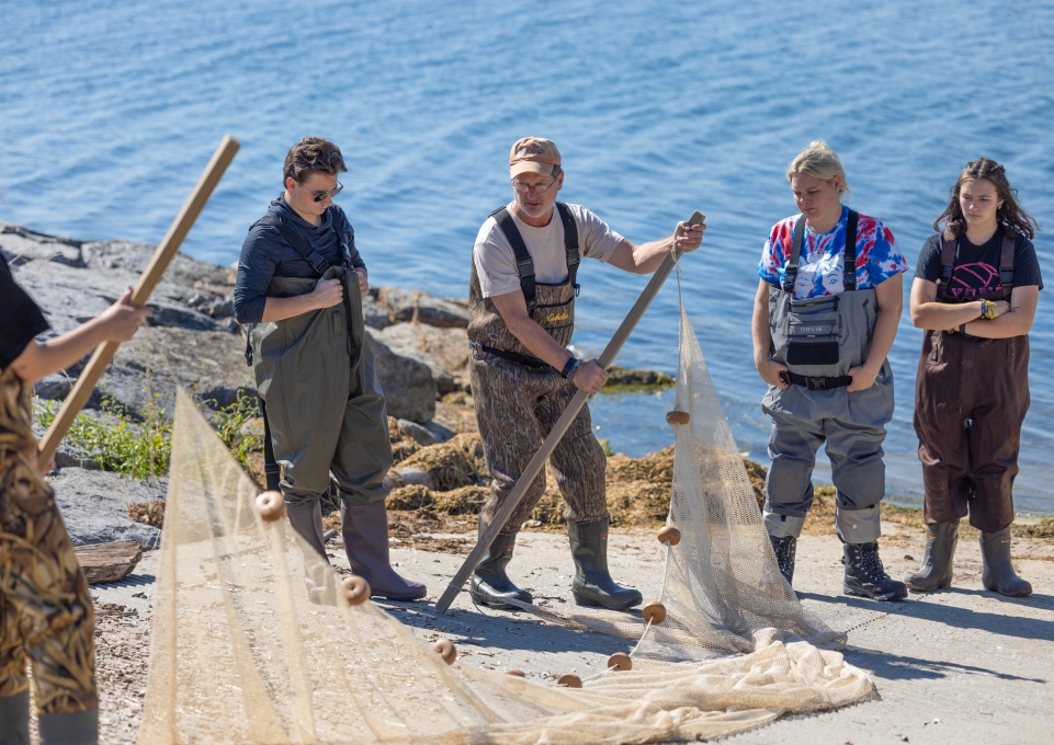 Chris Pennuto with a group of students at Buffalo State's Great Lakes Center